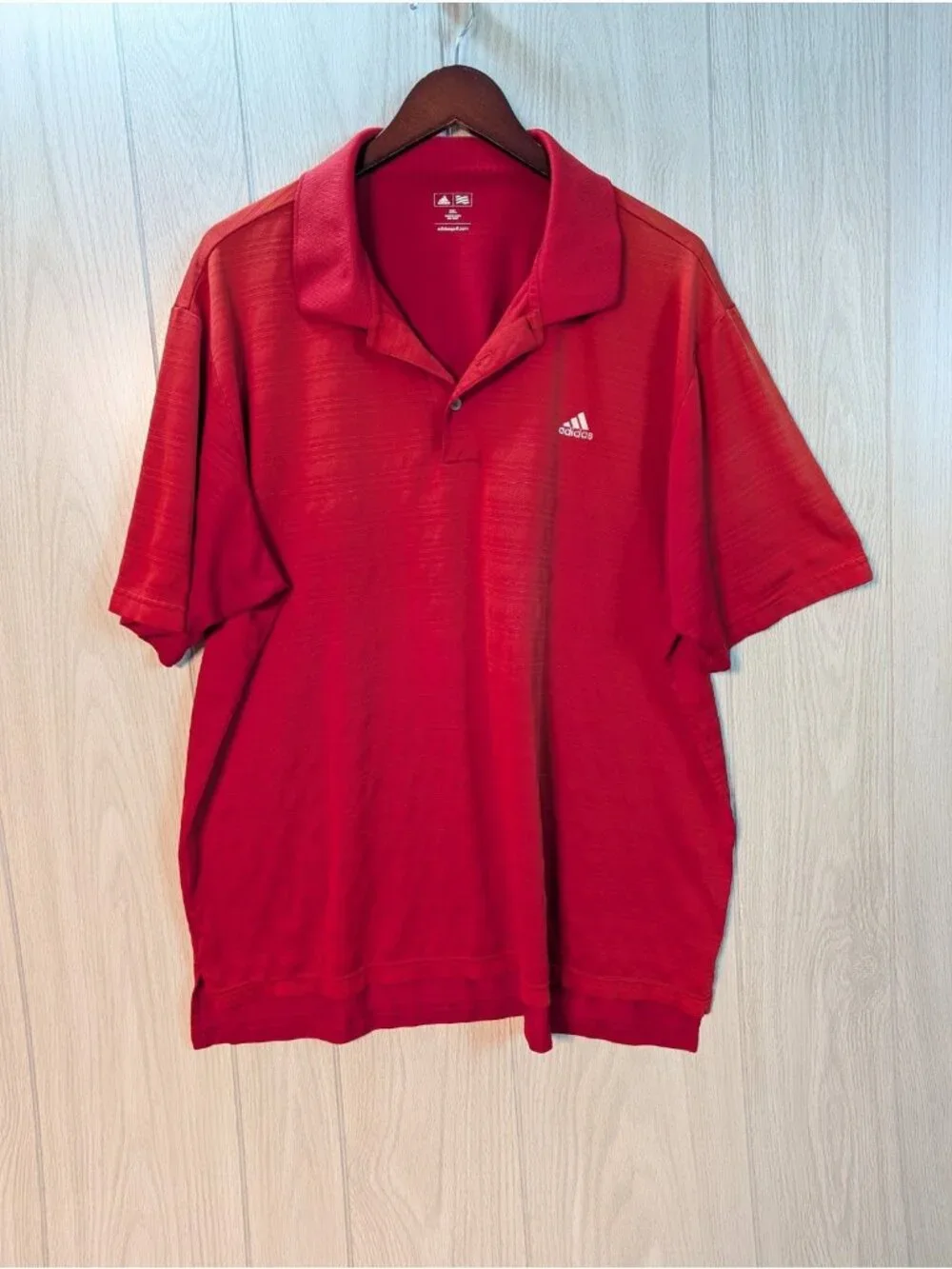 Adidas Mens 2XL Red Golf Polo Shirt Short Sleeve Athletic Casual Performance